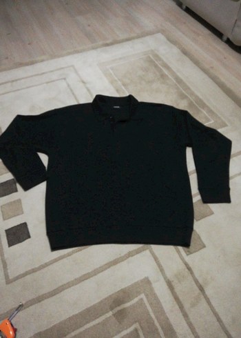 Siyah Erkek Sweatshirt, Uzun Kollu, Rahat Kesim sarar