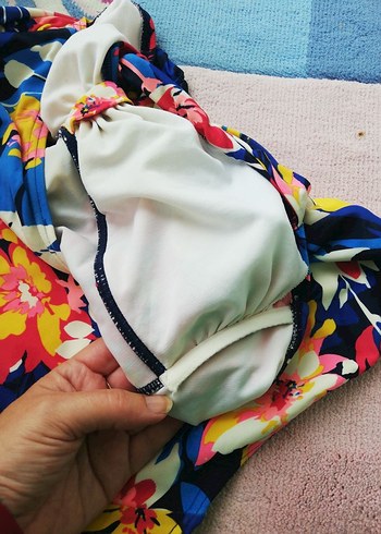 Renkli Mini Bağlamalı Fermuarlı Mayo m beden - Görsel 4