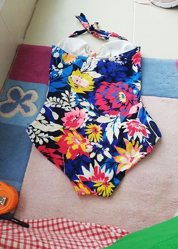 Renkli Mini Bağlamalı Fermuarlı Mayo m beden - Görsel 6