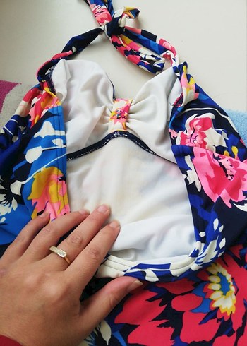 Renkli Mini Bağlamalı Fermuarlı Mayo m beden - Görsel 5