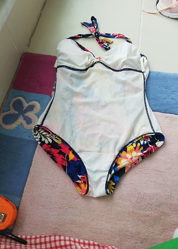 Renkli Mini Bağlamalı Fermuarlı Mayo m beden - Görsel 3