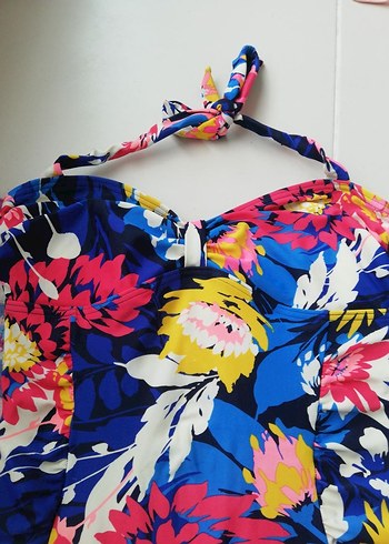 Renkli Mini Bağlamalı Fermuarlı Mayo m beden - Görsel 8