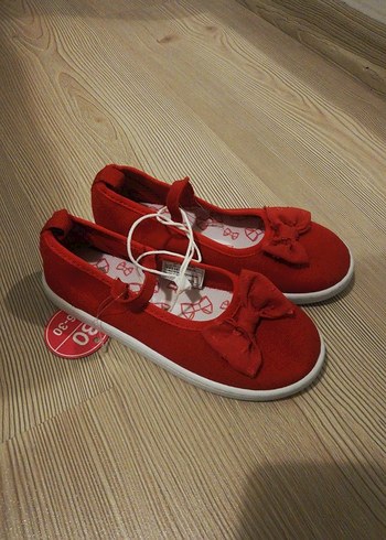 Kırmızı Baskılı Kız Babet Ayakkabı Velcro - Görsel 2