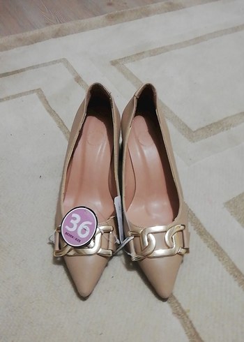 Bej Kadın Topuklu Stiletto Ayakkabı - Görsel 4