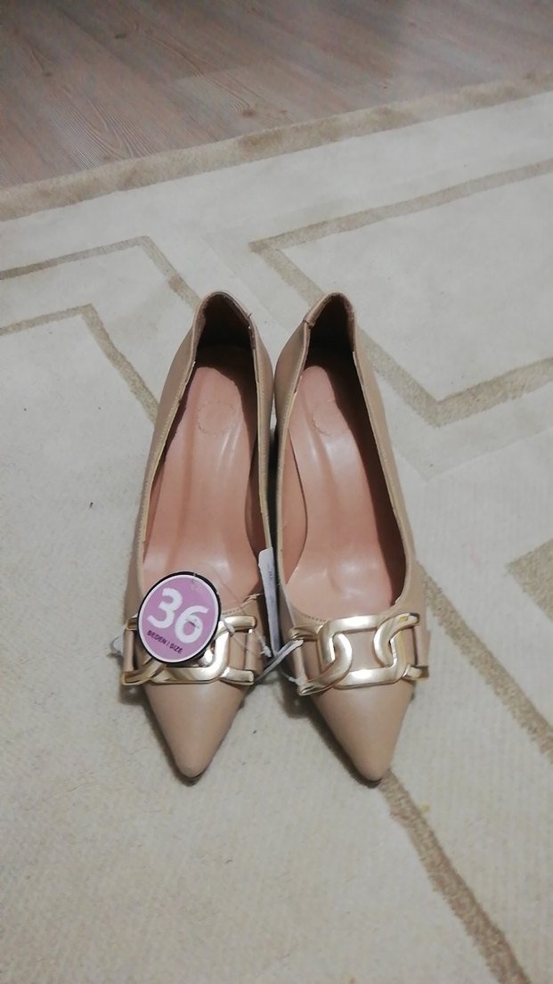 Bej Kadın Topuklu Stiletto Ayakkabı - Görsel 4