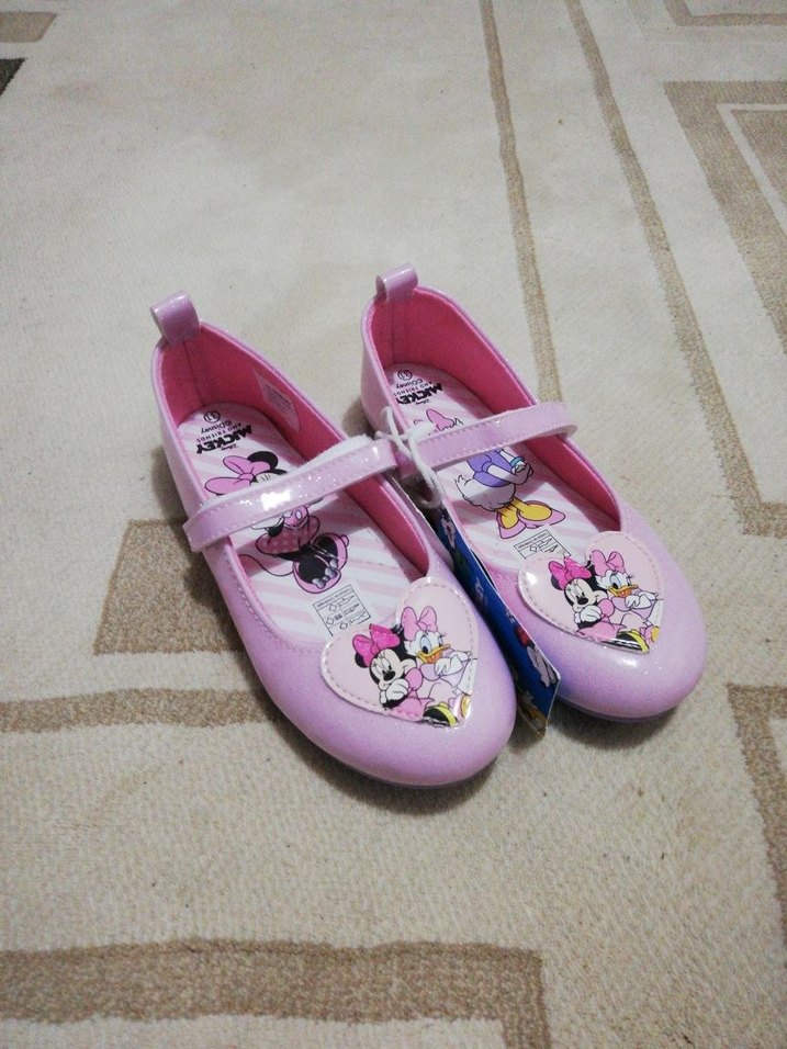 Kız Çocuk Pembe Baskılı Cırt Cırtlı Babet - Görsel 2