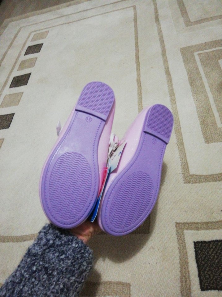 Kız Çocuk Pembe Baskılı Cırt Cırtlı Babet - Görsel 3