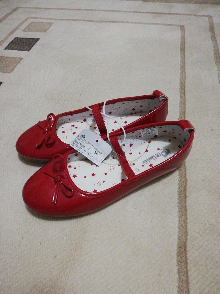 Kız Çocuk Kırmızı Tokalı Babet Ayakkabı 36 no - Görsel 3