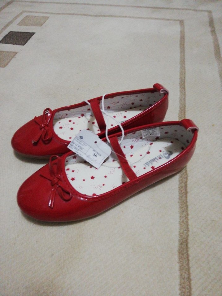 Kız Çocuk Kırmızı Tokalı Babet Ayakkabı 36 no - Görsel 2