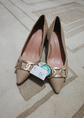 Bej Kadın Tokalı Blok Topuk Stiletto - Görsel 4