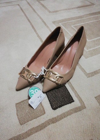 Bej Kadın Tokalı Blok Topuk Stiletto - Görsel 5