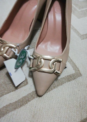 Bej Kadın Tokalı Blok Topuk Stiletto - Görsel 3