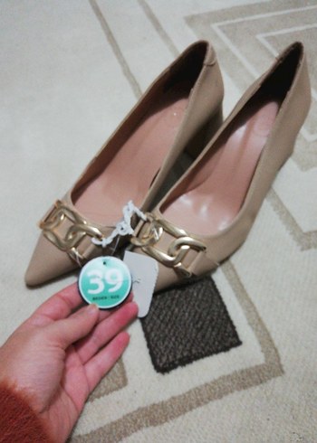 Bej Kadın Tokalı Blok Topuk Stiletto - Görsel 6