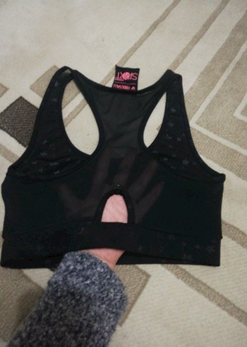 Siyah Mini Spor Sütyeni ebru şallı - Görsel 8