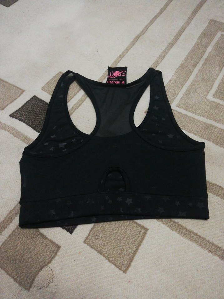 Siyah Mini Spor Sütyeni ebru şallı - Görsel 4