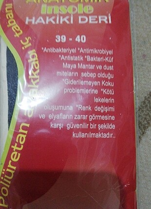 40 Beden siyah Renk Damla anatomik insole 39 40 no hakiki deri tabanlık