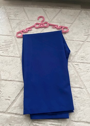 Düğmeli Mavi Midi Kadın Yelek ve pantolon takım - Görsel 2