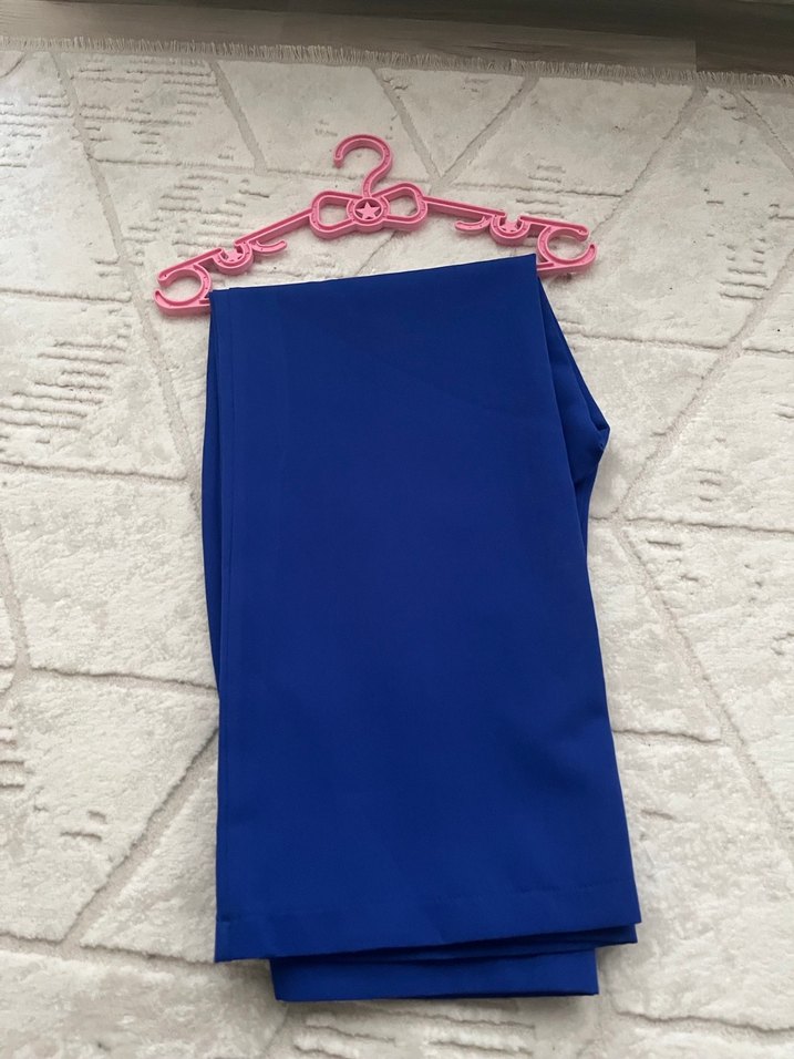 Düğmeli Mavi Midi Kadın Yelek ve pantolon takım - Görsel 2