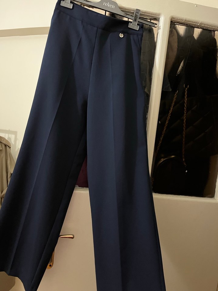 Kadın Lacivert kumaş pantolon - Görsel 2