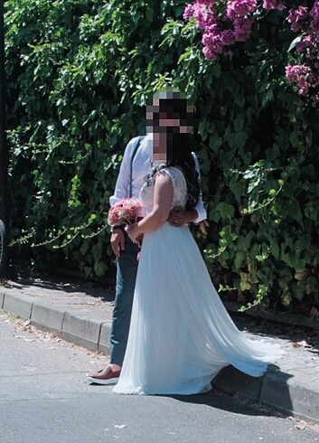 40 Beden Kruvaze Yaka Dantel Detay Elbise