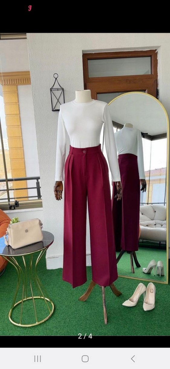 Bordo Kadın Uzun Kollu Düğmeli Takım - Görsel 4