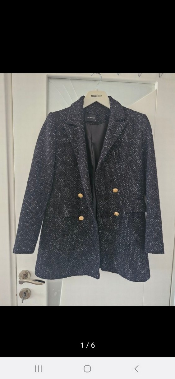 Kadın Siyah Midi Boy Düğmeli Ceket - Görsel 3