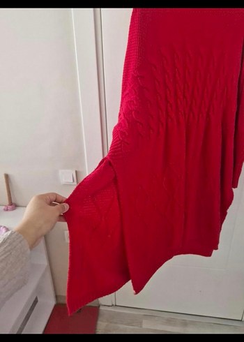 Kırmızı Örgü Kadın Uzun Kollu Triko - Görsel 5