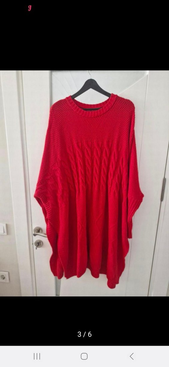 Kırmızı Örgü Kadın Uzun Kollu Triko - Görsel 3