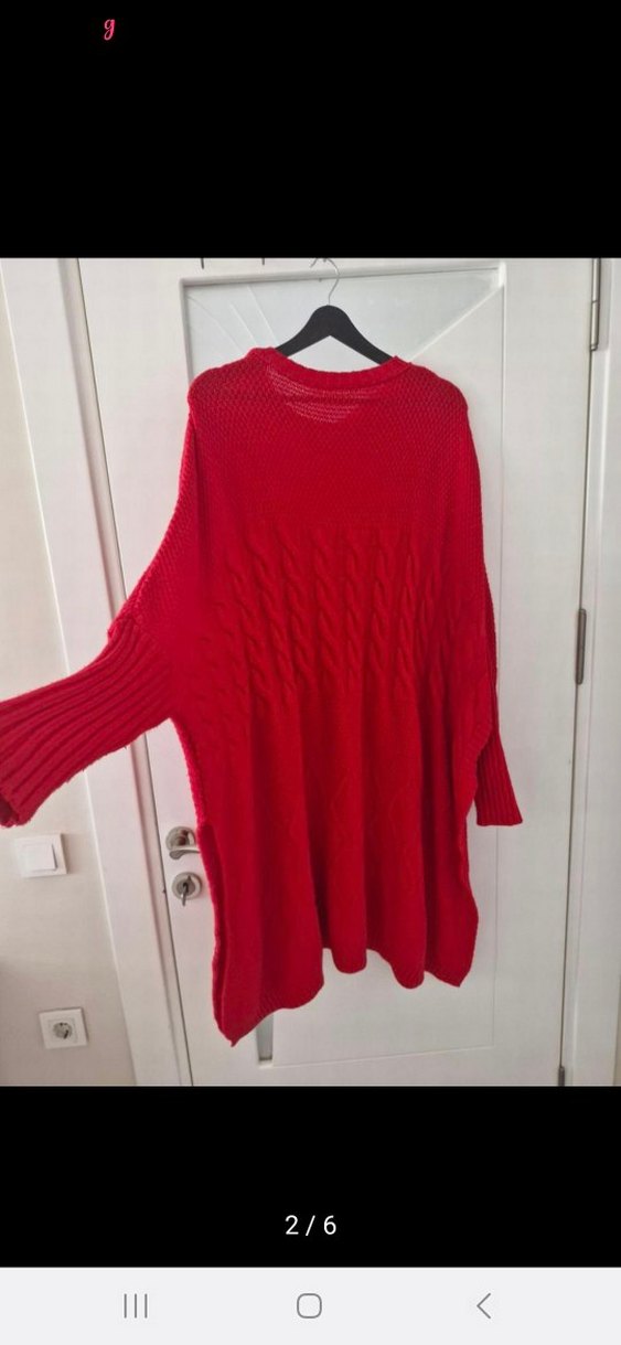 Kırmızı Örgü Kadın Uzun Kollu Triko - Görsel 2