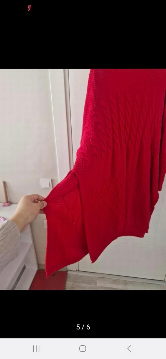 Kırmızı Örgü Kadın Uzun Kollu Triko - Görsel 5