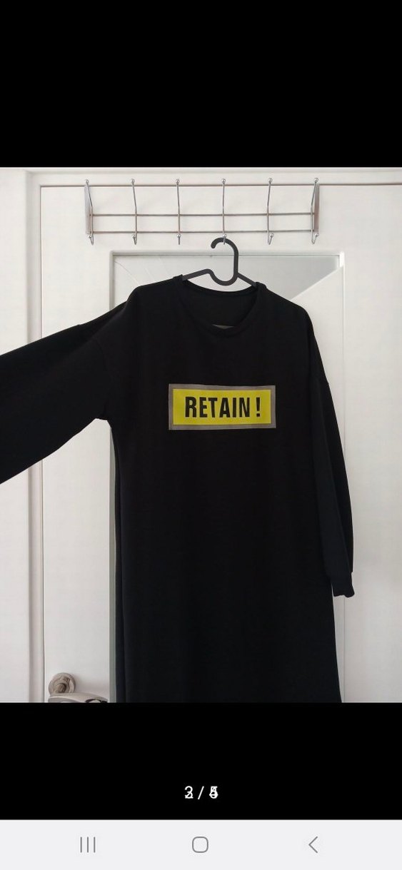 Uzun Kollu Siyah Baskılı Uzun Elbise - Görsel 2