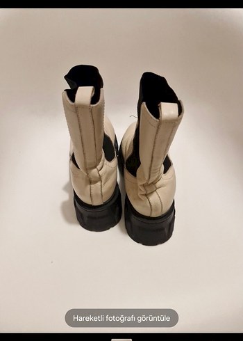 Beyaz Deri Kadın Topuklu Bot - Görsel 5