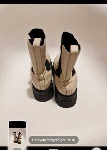 Beyaz Deri Kadın Topuklu Bot - Görsel 6