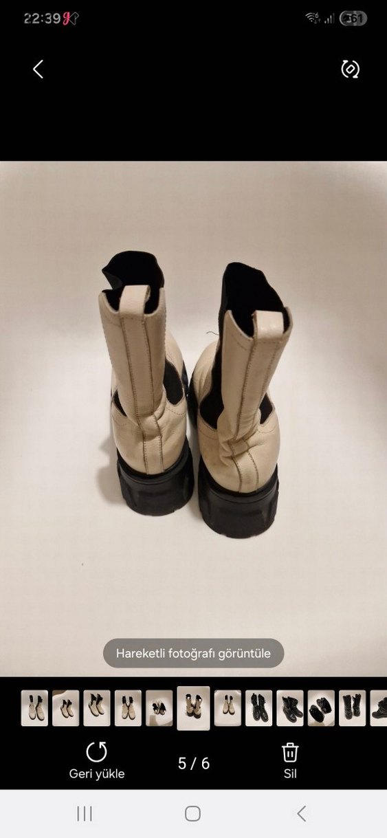 Beyaz Deri Kadın Topuklu Bot - Görsel 5