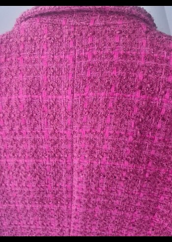 Düğmeli Pembe Kadın Mini Blazer Ceket - Görsel 6