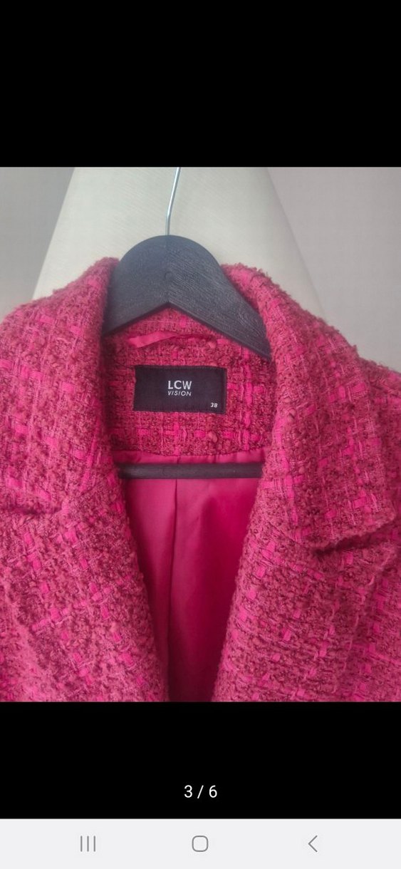Düğmeli Pembe Kadın Mini Blazer Ceket - Görsel 3