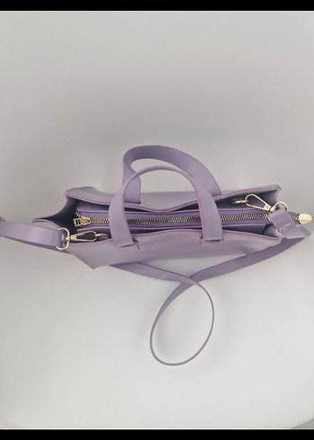 Pastel Mor Deri Minimalist Kadın Çanta - Görsel 5