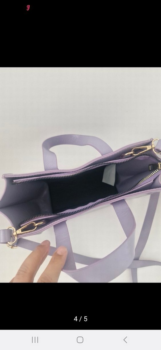 Pastel Mor Deri Minimalist Kadın Çanta - Görsel 4
