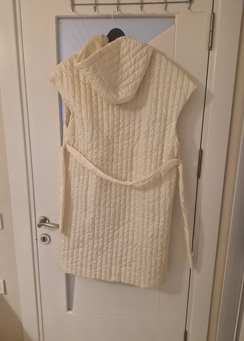 Beyaz Midi Örgü Kolsuz Kadın Yelek - Görsel 3