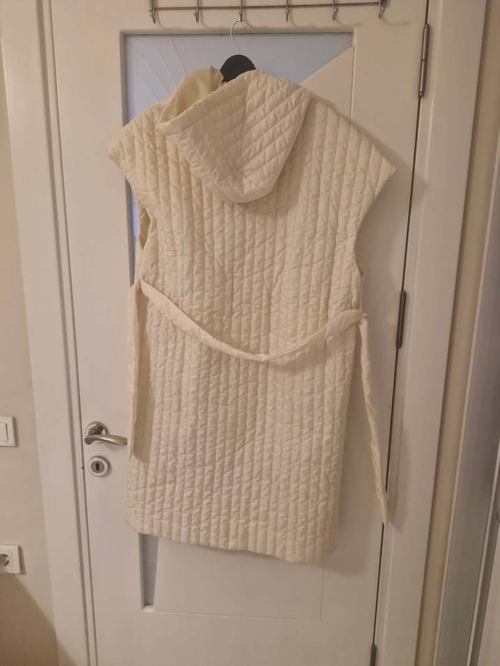 Beyaz Midi Örgü Kolsuz Kadın Yelek - Görsel 3