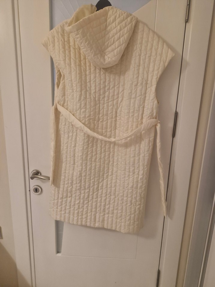 Beyaz Midi Örgü Kolsuz Kadın Yelek - Görsel 4