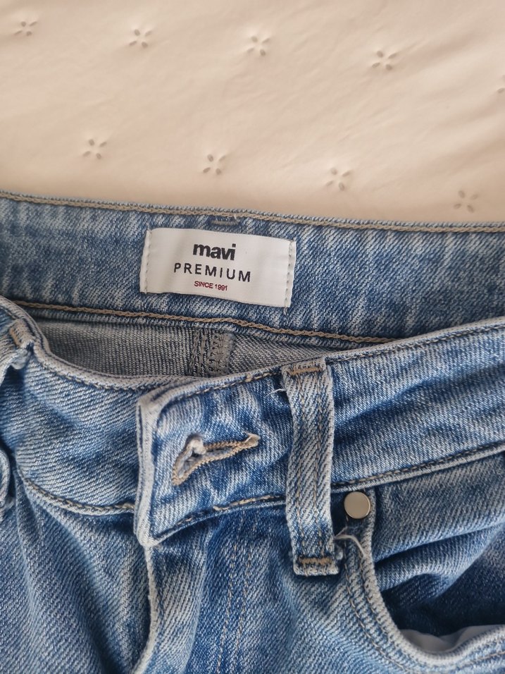 Gri Mavi Rahat Kesim Midi Kadın Kot Pantolon - Görsel 4