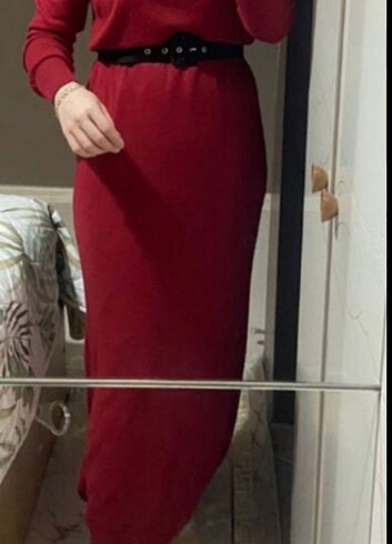 m Beden bordo Renk Triko elbise