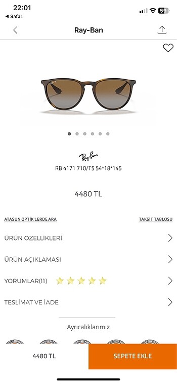 Ray Ban Rayban garantili gözlük