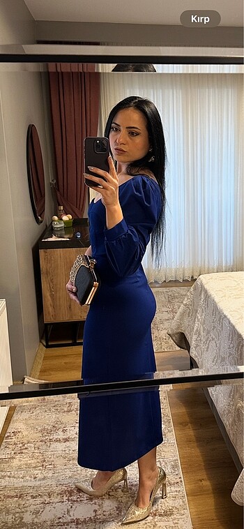 saks mavi elbise