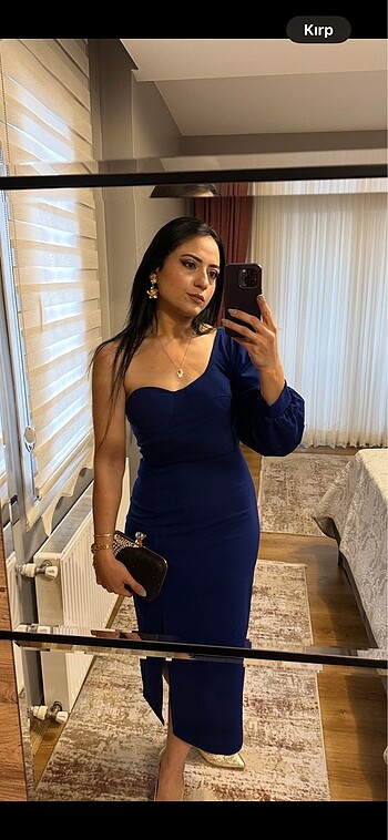 m Beden saks mavi elbise