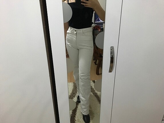34 Beden Addax beyaz straight jean