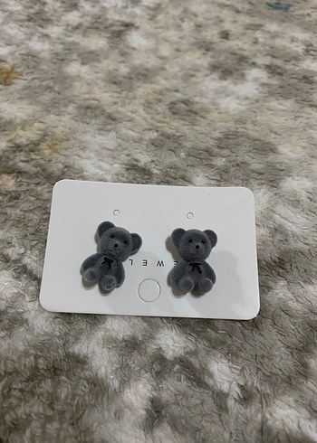Gri Peluş Ayıcık Küpe