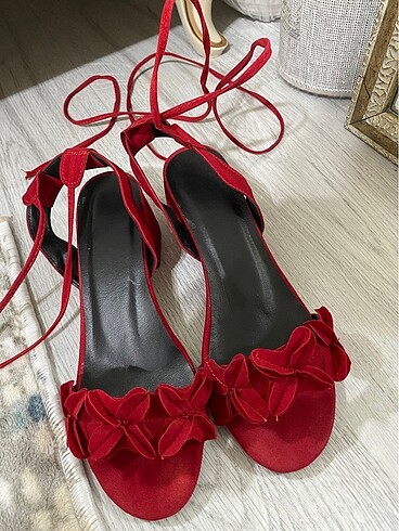 Diğer Kırmızı topuklu ipli ayakkabı