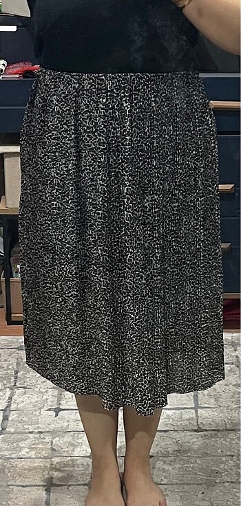 m Beden Leopar şifon etek